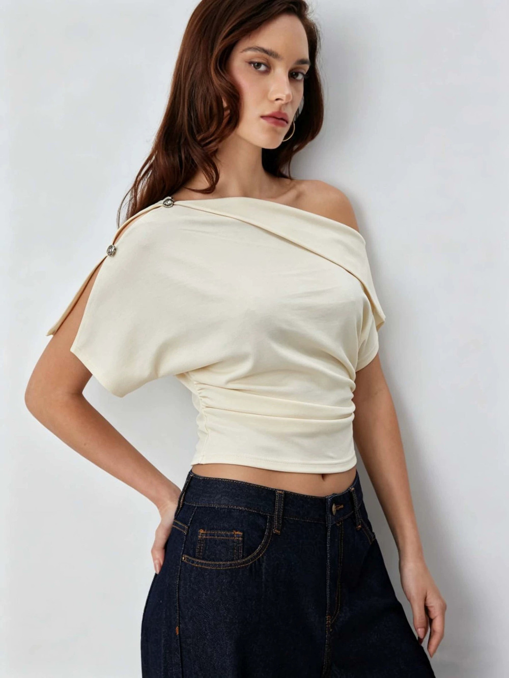 ZARA Off Shoulder Slimming Short Sleeve Top Gentle Elegant Unique Design